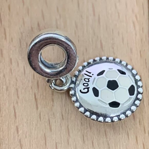 Pandora Goal! Football Charm Pandora Soccer Dangle, S925 Silver Bracelets - Picture 3 of 4